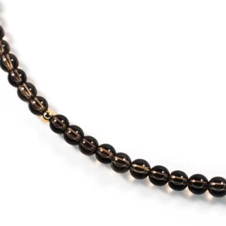 Smoky Quartz Mini Choker with round crystal beads and single gold filled accent