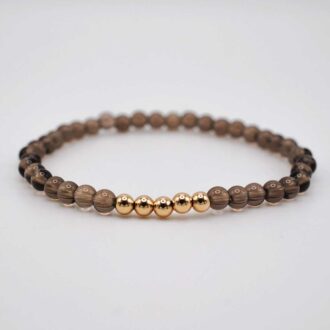 Smoky Quartz Ascension Bracelet with polished gemstone beads and gold filled accents