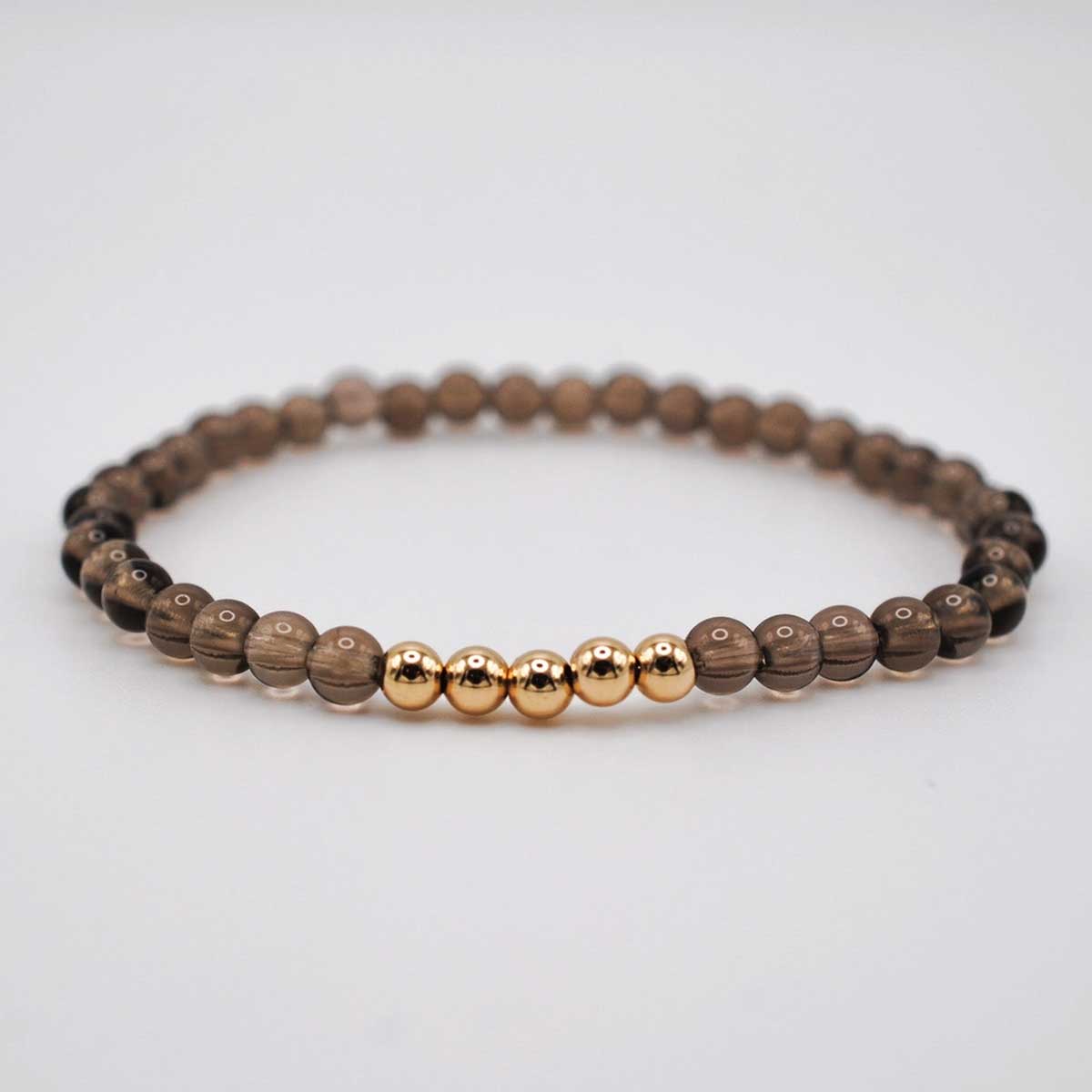 Smoky Quartz Ascension Bracelet with polished gemstone beads and gold filled accents