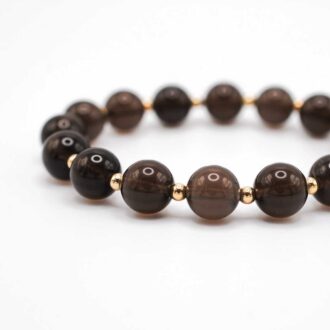 Smoky Quartz Infinity Grande Bracelet with alternating gemstone and gold filled beads