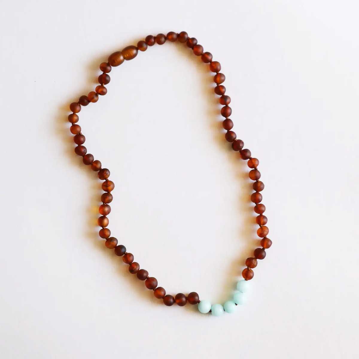 Raw Cognac Baltic Amber & Amazonite Necklace